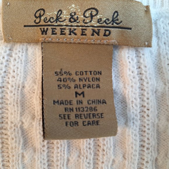Peck&Peck White Cable Knit Cotton Alpaca Sweater M - Picture 15 of 15